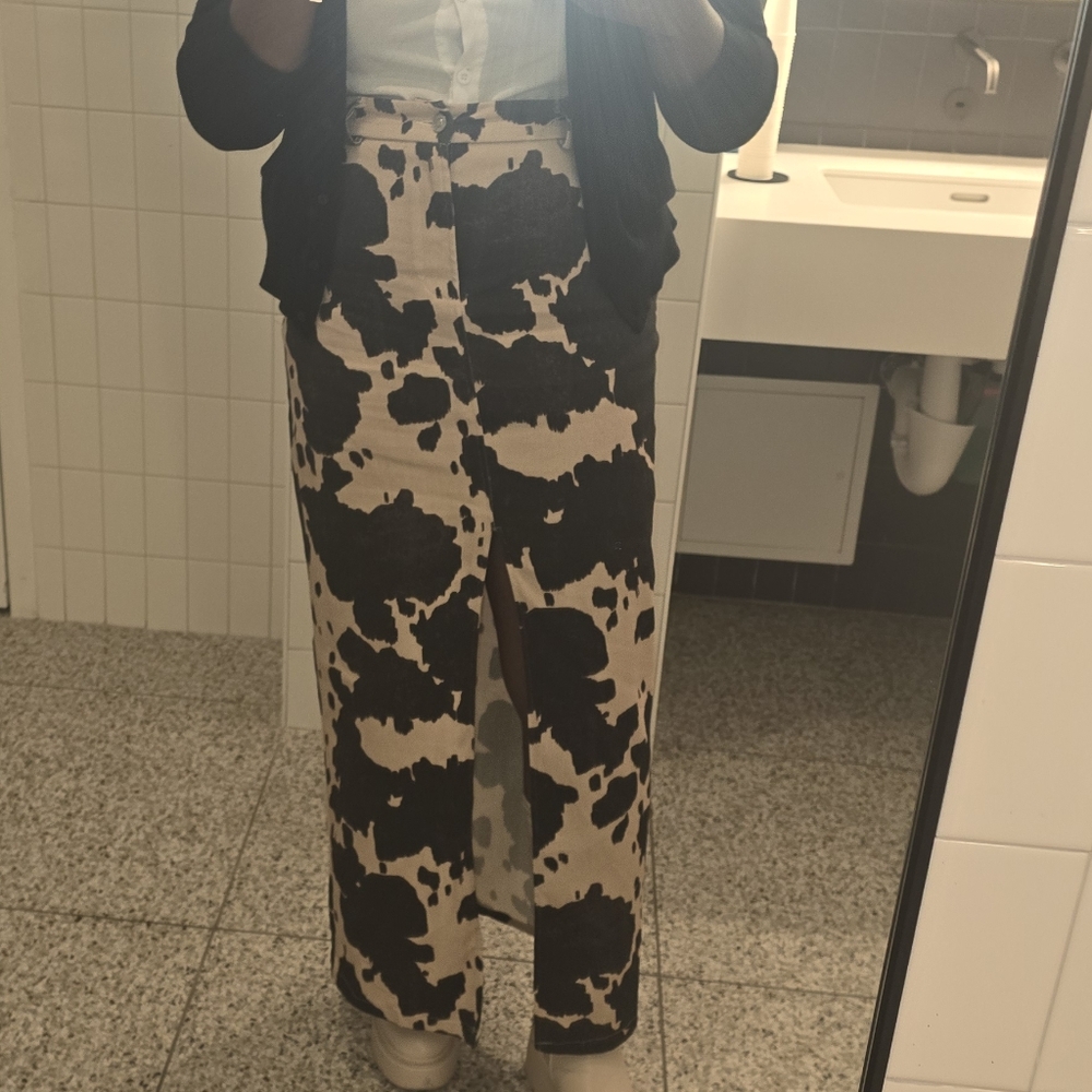Cream and Brown Wide Leg Skirt with Striking Design
